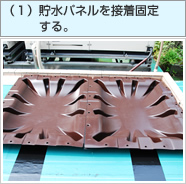 (1)貯水パネルを接着固定する。 (1)貯水パネルを接着固定する。